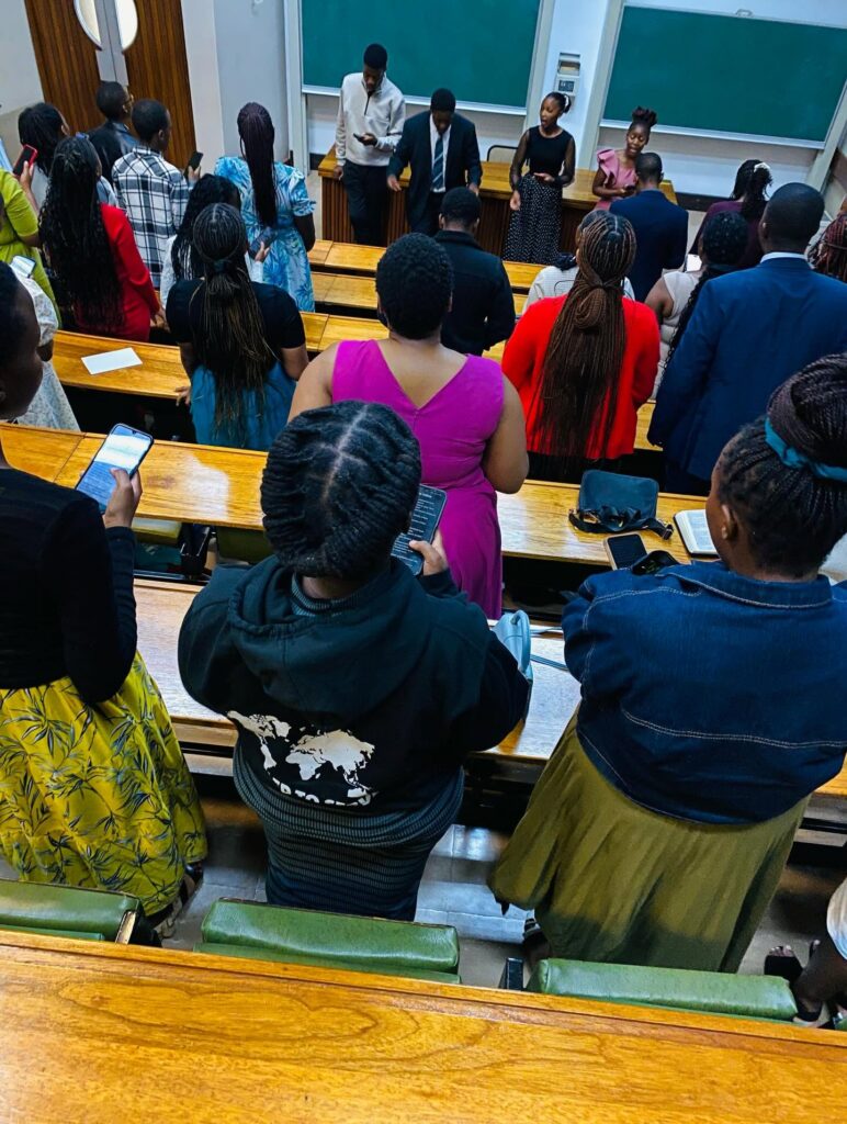 students at church